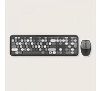 QPSJXN Clavier sans Fil et Combo de Souris 110 Clé Slim Compact 2.4G USB Ensemble de Taille Pleine pour la compatibilité des Maisons et du Bureau(666 Grey Mixed)