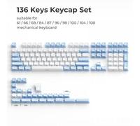 QPSJXN Crystal de Glace Blanche translucide Keycaps côté latérale pour Le Profil OEM MX Keyboards mécaniques 61 68 104(Blue Wave 136 Keys)