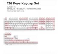 QPSJXN Crystal de Glace Blanche translucide Keycaps côté latérale pour Le Profil OEM MX Keyboards mécaniques 61 68 104(Pink Wave 136 Keys)