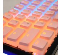 QPSJXN Cyrillic Russian Double Shot Keycap Set pour Les claviers mécaniques 117 ISO Layout Keycaps(Russian Pink)