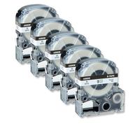 QPSJXN Étiquettes Standard Noir sur Blanc de 9 mm, 5 Paquets, compatibles avec LW-400 LW-300 LW-700 LW600P K200BL pour Le numéro AS9KW LA-3WBN