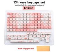 QPSJXN Keycaps PBT Sublimation à 5 Faces défini pour Les commutateurs MX compatibles avec Les claviers mécaniques en JP Disposition coréenne 134 moa Design(MOA-YH Pink en Box)