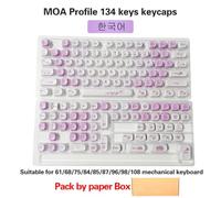 QPSJXN Keycaps PBT Sublimation à 5 Faces défini pour Les commutateurs MX compatibles avec Les claviers mécaniques en JP Disposition coréenne 134 moa Design(MOA-YH Purple KR Box)