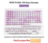 QPSJXN Keycaps PBT Sublimation à 5 Faces défini pour Les commutateurs MX compatibles avec Les claviers mécaniques en JP Disposition coréenne 134 moa Design(MOA-YH Purple JP Box)