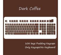 QPSJXN PBT OEM Profil 108 Pudding Keycaps pour MX Switch Keyboards mécaniques(Dark Coffee)