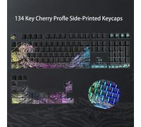 QPSJXN Profil Noir Kanagawa 2.0 Dye Sub PBT Keycaps Set 134 Shine Through Side Print MX Switch Keyboards(Black Coral Sea 3.0)