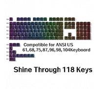 QPSJXN Topographic Keycap Set Profil OEM Profil IMD Technology Shine-Through Design Side Imprimé 61/118(Black 118 Keys)