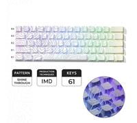 QPSJXN Topographic Keycap Set Profil OEM Profil IMD Technology Shine-Through Design Side Imprimé 61/118(White 61 Keys)