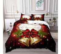 Qpswznk Housse de Couette 220x240cm Cloche Flocon Neige 3 Pièces Microfibre de Douce Moderne Ensemble de Literie Hypoallergénique Adultes avec 2 Taies d'oreillers 50x75cm