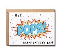QPTADesignGift Carte « Happy Father's Day » - Hey Pops - Parfait pour la fête des pères - Carte amusante pour la fête des pères - Cadeau pour les pop - Carte pour papa - Cadeau Best Pops Ever