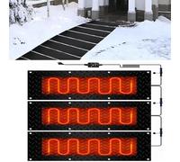 QPTGWPBZY Tapis de Fonte de Neige extérieur - Vitesse de Fonte de 5 cm/Heure avec Cordon d'alimentation de 1,8 m, Tapis Chauffant en Caoutchouc for allées, trottoirs et toits(40x80cmx3Pcs)