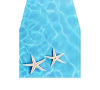 Qpz605 Chemin de table d'été aquarelle océan nappe en lin pour cuisine, table à manger, commode, écharpe pour intérieur ou extérieur, maison, mariage, vacances, fête (bleu ciel, 183 x 33 cm)