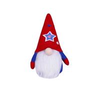Qpz761 Décorations de nain du 4 juillet avec chapeau fait à la main - Décoration de table vintage patriotique pour la maison, la cheminée, le jour de l'indépendance (rouge, 19 x 10 x 7 cm)