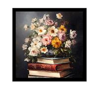 Qpz824 - Peinture à l'huile florale vintage pour chambre à coucher, livres, images académiques sombres, affiches esthétiques pour chambre à coucher, 30,5 x 40,6 cm, noir (kaki, taille unique)