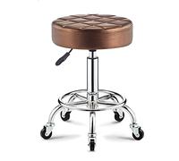 QPZK Tabouret rond pivotant à hauteur réglable, tabouret de pédicure pour ongles avec roues et siège rond plus large pour spa médical, esthétique, marron