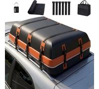 QQ CAT Coffre de Toit Voiture Souple 570L, Sac de Toit 100% Imperméable PVC, Rangement Bagage Voyage, Tapis et 6 Crochets Inclus, pour SUV/Voitures avec ou sans Barres de Toit