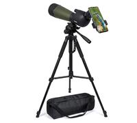 QQ CAT Longue-Vue 25-75x80 avec Trépied 160 cm et Adaptateur Smartphone, Télescope Terrestre Monoculaire Bak4 FMC Étanche Antibuée pour Ornithologie, Tir Sportif, Chasse, Les paysages