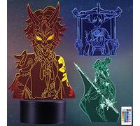 QQAAMZ Genshin Impact Lampe 3d Illusion Led Tactil Maison Enfant De Decoration Chambre Genshin Impact Xiao Veilleuse Cadeau Lampe De Table Gadgets Cadeau Noel 3 En 1