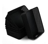 Qqbine Lot de A4 Panier en Plastique, Paniers de Rangement Rectangle, Noir