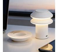 QQCHGOL Lampe de table en forme de champignon à 3 modules à monter soi-même, 1 base + 3 anneaux amovibles, lumière chaude 3000 K, contrôle tactile, lampe de bureau rechargeable, lumière d'ambiance