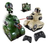 QQCHGOL Lot 2 Chars de Combat télécommandés 2,4GHz avec Robots infrarouges éjectables, hub de régénération de Vie - Cadeau Noël Anniversaire pour Enfants 6-12 Ans