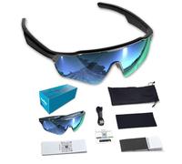 QQCHGOL Lunettes connectées pour le cyclisme, lunettes de soleil intelligentes IA | Lunettes Bluetooth à oreille ouverte - Verres polarisés, traduction en 172 langues, protected UV 100%