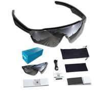 QQCHGOL Lunettes connectées pour le cyclisme, lunettes de soleil intelligentes IA | Lunettes Bluetooth à oreille ouverte - Verres polarisés, traduction en 172 langues, protected UV 101%