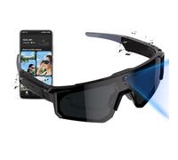 QQCHGOL Lunettes intelligentes de cyclisme avec Bluetooth, commande vocale, reconnaissance d'objets, ChatGPT - Lunettes polarisées (sport avec appareil photo, bleu glacial) (noir 2)