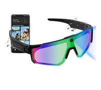 QQCHGOL Lunettes intelligentes de cyclisme avec Bluetooth, commande vocale, reconnaissance d'objets, ChatGPT - Lunettes polarisées (sport avec appareil photo, bleu glacial)