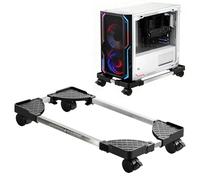 QQdou Support pour PC, support universel réglable pour ordinateur de bureau, support mobile pour processeur sous le bureau, avec roulettes pivotantes verrouillables à roulettes (noir-B)