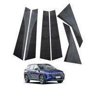 QQDQUUHV Garniture de Poteau de Pilier Fibre de Carbone Noir pour Tucson NX4 2021-2025 Autocollant Accessoires de Voiture Ensemble de Décoration de Porte Fenêtre