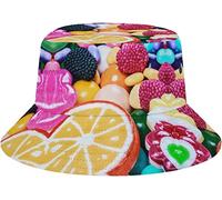 QQIAEJIA Chapeau bob à bonbons ours arc-en-ciel amusant - Chapeau de pêcheur unisexe d'été de plage - Cadeau pour femme et homme - Chapeau de voyage en plein air, A875, taille unique