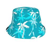 QQIAEJIA Chapeau bob bleu tropical cocotier palmiers pour homme et femme - Chapeau de soleil pliable pour l'été et l'extérieur, Comme indiqué sur la photo, taille unique