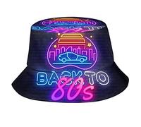 QQIAEJIA Chapeau bob de pêche, d'été, voyage, plage, protection UV, casquette de pêcheur pliable pour homme, femme, adolescent, Retour aux années 80 Neon Retro, taille unique