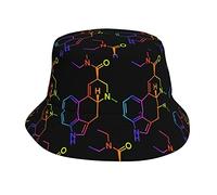 QQIAEJIA Chapeau bob d'été pour la plage, le soleil, le pêcheur - Pour homme et femme, Chimie psychédélique d'acide molécule, taille unique