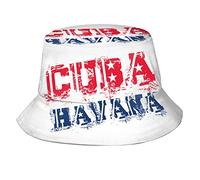 QQIAEJIA Chapeau bob drapeau cuba chapeau pêcheur chapeau plage voyage chapeau de soleil chapeau extérieur casquette pour adultes hommes femmes, Cuba La Havane, taille unique