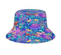 QQIAEJIA Chapeau bob en forme de champignon psychédélique unisexe tendance pour l'été, protection solaire, golf, voyage, plage, extérieur, casquettes, style-22, taille unique