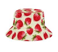 QQIAEJIA Chapeau bob unisexe en forme de fraise, chapeau de pêcheur d'été, de plage, de plein air léger pour hommes, femmes, garçons, filles, enfants, Style fraise, taille unique