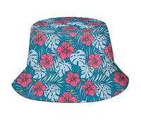 QQIAEJIA Chapeau bob unisexe esthétique, chapeau de plage, chapeau de pêcheur pour femmes, hommes, adolescents, casquette d'extérieur pliable, Palmier tropical d'été et fleur hawaïenne, taille unique