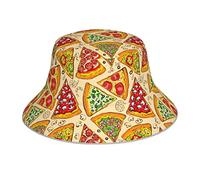 QQIAEJIA Divers pizzas Bob Bob imprimé réversible Chapeau de plage Chapeau de pêcheur pour femme et homme Noir, Comme indiqué sur la photo, taille unique