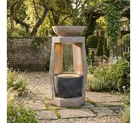 QQJIN Fontaine de jardin avec éclairage LED avec bassin décoratif fontaine, fontaine complète pour terrasse pour intérieur et extérieur, facile à monter,Beige