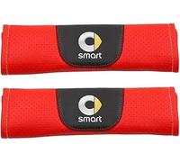 QQLADY 2 Pièces Housses Protection Ceinture Sécurité Voiture pour Smart Fortwo Forfour, Rembourrage de Ceinture de Sécurité de Voiture, Doux Confort Auto Accessoires,B Red