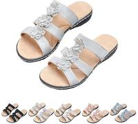QQLADY 2025 Women's Summer Bohemian Wedge Comfortable Breathable Arch Support Orthopedic Sandals, Casual Beach Walking Sandals (Gray,37)