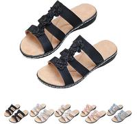 QQLADY 2025 Women's Summer Bohemian Wedge Comfortable Breathable Arch Support Orthopedic Sandals, Casual Beach Walking Sandals (Black,38)