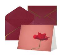 QQLADY Cartes de vœux vierges en forme de coquelicot rouge avec enveloppes, carte d'anniversaire, de fête des mères, de Noël, d'Halloween, de mariage, cartes de vœux vierges pour toutes les occasions,