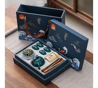 QQLADY Coffret de thé Kung Fu, Service à thé, Tasses à thé, Cadeau, Pot en céramique, Portable, cérémonie Chinoise, Amis