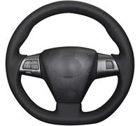 QQLADY Couvre Volant Voiture pour Toyota Auris 2010-2012, Couvre Volant de Bricolage en Cuir, Respirant Anti-dérapant Protection de Volant en Cuir DIY Cousue à La Main,A Blackline