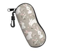 QQLADY Étui à lunettes de soleil en forme d'animal mignon pour homme et femme Étui souple avec clip, Lapin de Pâques floral, taille unique