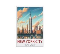 QQLADY Impression sur toile vintage de New York City - Décoration murale pour salon, chambre à coucher - 30 x 45 cm