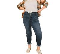 QQLADY Jogging en Jean pour Femme, Taille élastique avec Cordon de Serrage et Poche (XXL,2PCS)